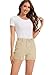 Metietila High Waist Khaki Denim Shorts for Women Retro Double Button Slim Fit Stretchy Casual Summer Shorts XL