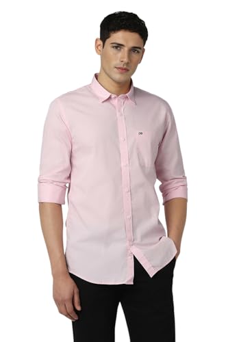 Image of Peter England Men's Solid Slim Fit Full Sleeve Casual Shirt| 100% Cotton