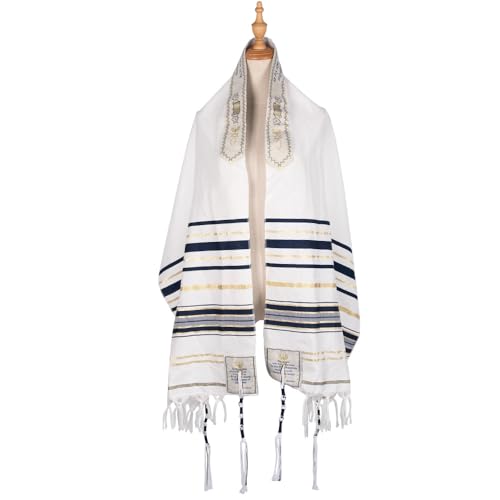 Premium Kosher Tallit for Yom Kippur - Hand-Embroidered Jewish Prayer Shawl with Tzitzit, Traditional Men's/Women's Religious Attire for Holy Days 5