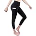 GRAT.UNIC Mallas Deportivas de Mujer,Mujer Pantalones elásticos de Yoga con Bolsillos Laterales,3/4 Polainas de Yoga Fitness (Negro 3/4, L)