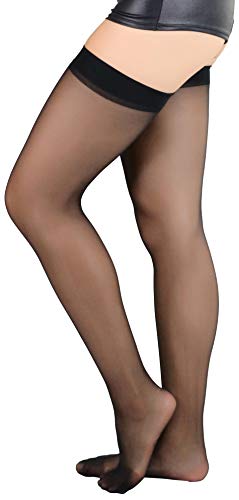Image of ToBeInStyle Women's Seamless Thigh High Nylon Stocking With Opaque Band