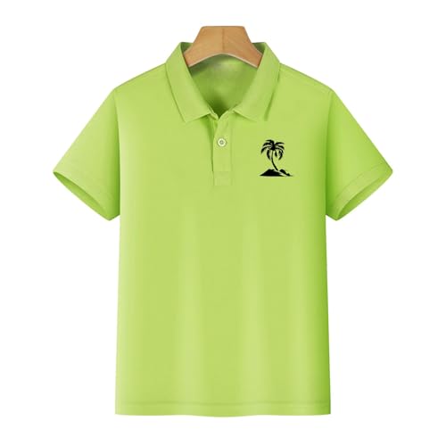 Girls Vibrant Solid Basic Polo Shirt Summer Short Sleeve School Uniform Button Collar Palm Tree Embroidery Clothes3