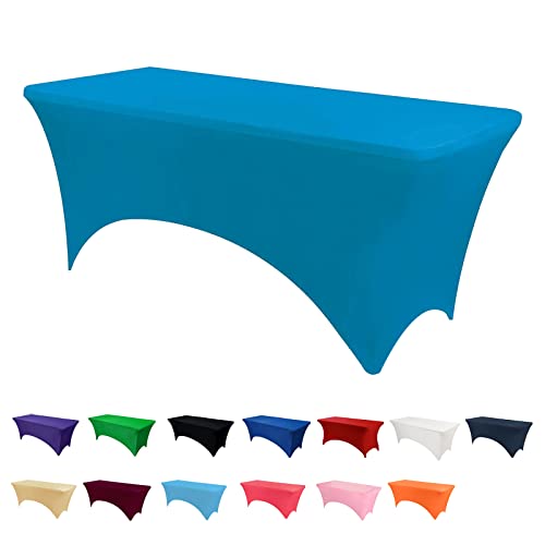 Newthinking Mantel ajustable de elastano de 4 pies, lavable rectangular y elástico para banquetes, fiestas de boda, eventos navideños (azul claro, 4 pies) Cover