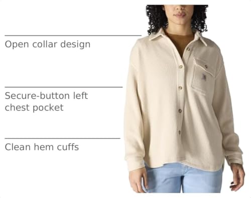 Carhartt Women's Oversized-Fit Heavyweight Waffle Knit Shirt, Oat Milk, Large - image 4