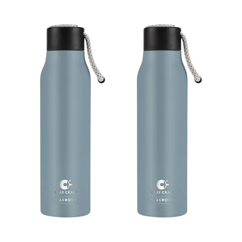 Image of Clay Craft VACBOTT Kitkat Double Walled|18 Hours Hot and 24 Hours Cold Water Bottle Vacuum Insulated Flask Bottle|600ml, 2 Pcs, Water Bottles for School|Home|Gym|BIS Certified|1 Year Limited Warranty