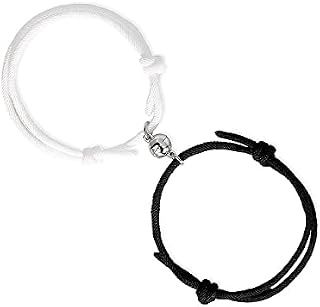 Couple Bracelet Magnetic Bracelets Set Handmade Rope Adjustable Lover Bracelet for Women Men Boyfriend Girlfirend him and her 2pcs