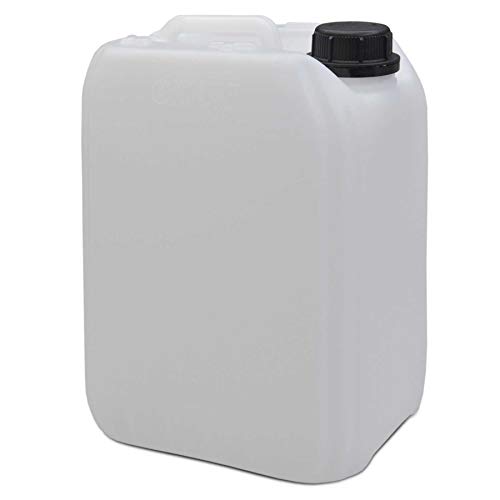 Bidón de plástico para agua, vacío, natural 2,5 L/5 L/10 L/25 L con tapa de cierre de seguridad, apto para alimentos, tamaño 5 litros