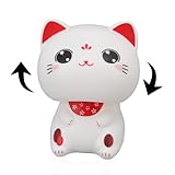 Jwthee Cute Good Luck Welcoming Cats, Plastic Lucky Nodding Cat Bobble Head Nodding Cat Solar Lucky Noddings Cats Car Decoration for Home Office and Car (with Large Eyes)