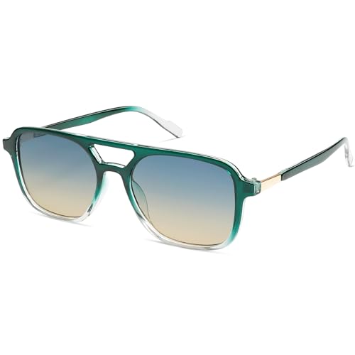 Image of SOJOS Retro Aviator Sunglasses for Women Men,Trendy Rectangle Womens Mens Shades Sun Glasses SJ2202