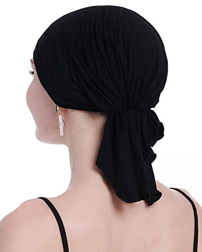 Osvyo Bamboo Chemo Headscarf For Women Hair Loss - Cancer Slip On Headwear Turbans Sealed Packaging Black #TOP5
