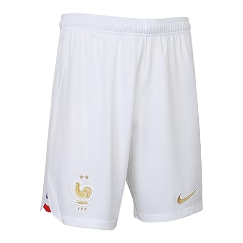 Nike France Homme Season 2022/23 Official Shorts, White/White/Metallic Gold, S EU