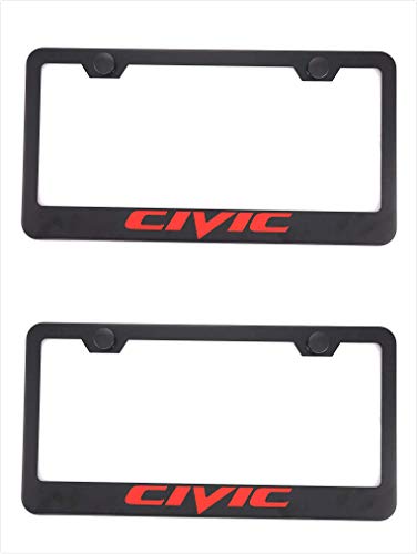 Qptimum Civic Black Racing Stainless Steel License Plate Frame Cover for Honda Civic (2)
