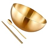 VERDANVERSE Cuenco para Fideos de Acero Inoxidable Cuchara y Palillos Resistente y Portátil para Ensaladas Postres y Sopa Cocina Coreana
