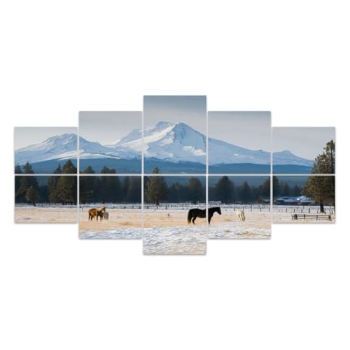 10 Pack Paneles Acústicos de Arte, Tres Hermanas Ranch Caballos Cascada Montañas Oregón Paneles Absorbentes de Sonido Decorativos para Pared Tratamiento Acústico para Estudio Oficina en Casa miniatura 1