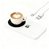 デスクトップ型カップ保温器 USB 供电対応 結晶化ガラスパネル（微晶面板） 3 段階温度調節 最大 75℃ 4 時間自動電源オフ 食品・ドリンク対応 オフィス/職場向け ギフト・贈り物に最適 (ホワイト)