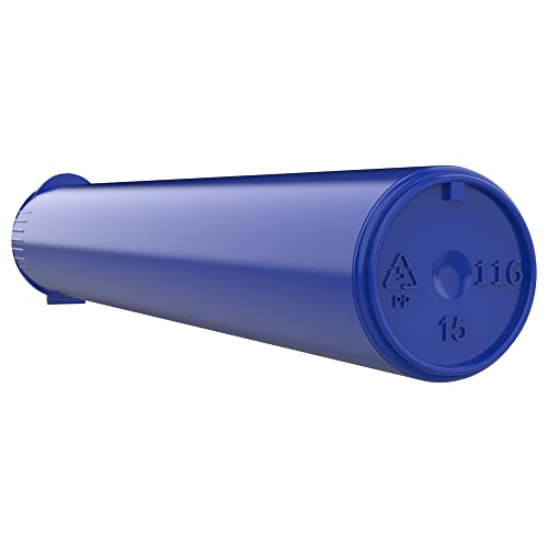 Image of 116mm CR Plastic Packaging Pop Top Tubes - Child Resistant Travel Holder Vial Containers - 500 Qty (Blue)