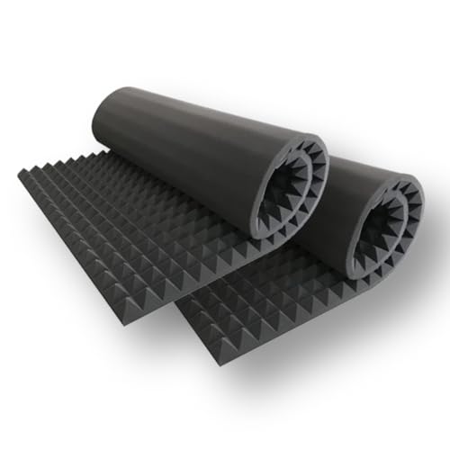 MMT Acoustix® 6’x3’ Pyramid Acoustic Foam Sheet For 2x Noise Reduction & Pro Studio Acoustics, 3D Sound Absorption | 2 inch, Black, 2 Sheet