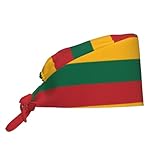 FJQWKLF Arbeitshaube mit litauischer Flagge. Verstellbar, mit feuchtigkeitsableitendem Band, aus weichem, pfirsichhautfarbenem Polyester. Geeignet für Küche, Spa und Fitness.