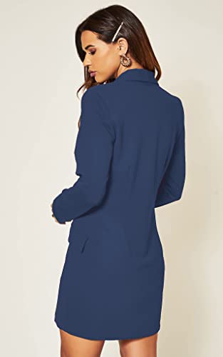 Image of UNIQUE 21 Women Luxe Stain Breasted Asymmetric Blazer Dress - Ladies Elegant Casual Work Office Events Blazer Dresses