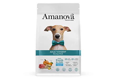 Amanova Cibo Secco per cani adulti di taglia media o grande per palati esigenti Gusto Maiale - 100% Naturale, ipoallergenico e monoproteico - Grain Free - Cruelty Free - Formato da 10 kg