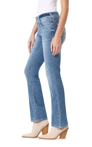 Image of WallFlower Bling Back Pocket Bootcut Jeans for Women, Luscious Curvy Fit, Embellished Mid-Rise Insta Stretch Denim