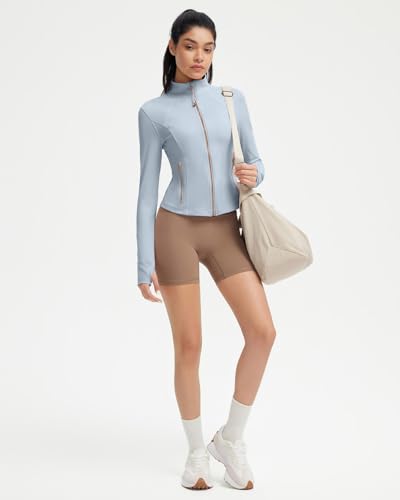 Image of SUUKSESS Women Golden Full Zip Up Workout Cropped Jackets Lightweight Athletic Yoga Tops