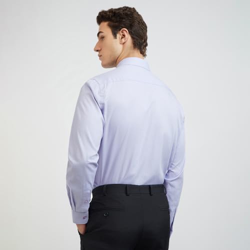 Image of Raymond Men Cotton Slim Fit Structure Pattern Semi Cut Away Collar Formal Shirt