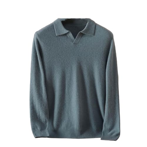 Men 100 Percent Cashmere Sweater Lapel Pullover Casual Winter Simple Knitted Soft Clothing Top