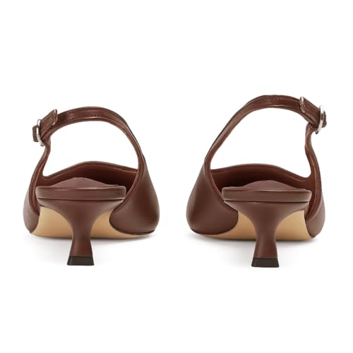 Image of KysBloes Pointed Toe Slingback Kitten Heels for Women Low Heel Pointed Toe Pumps Formal Dress Shoes Sling Back Heels