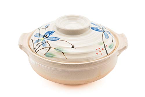 Japanese Donabe Ceramic Hot Pot Casserole 72 Oz Earthenware Clay Pot Serves 3-4 People Made In Japan #TOP4