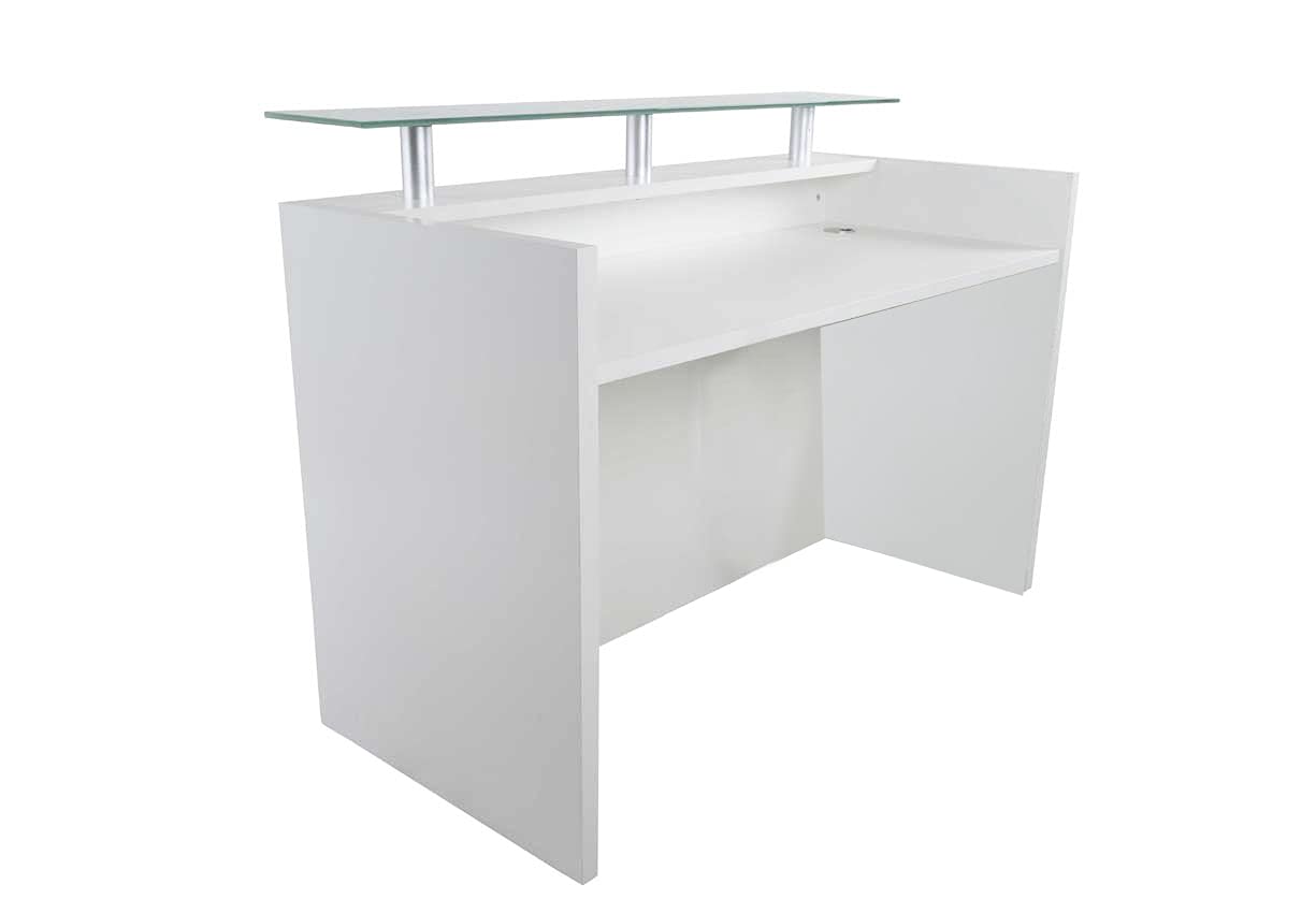 Buy Mahmayi Modern Reception Desk White Without Drawer Glass Top Desk
