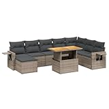 vidaXL 9-delige Loungeset met kussens poly rattan grijs, tuinset, tuinmeubel, terrasset, tuinbank, terrasmeubel, loungebank, loungeset tuin