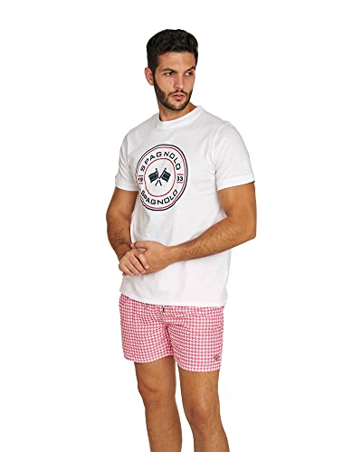SPAGNOLO Camiseta Escudo Hombre | Talla XXL | Color Blanco | COMPOSICIÓN: Punto, 100% Algodon