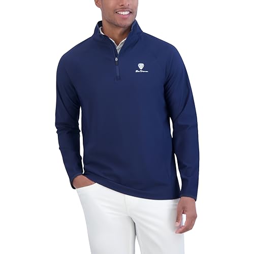 Ben Sherman Camiseta de Manga Jacq con Cremallera de un Cuarto para Hombre, Marino Profundo, XX-Large