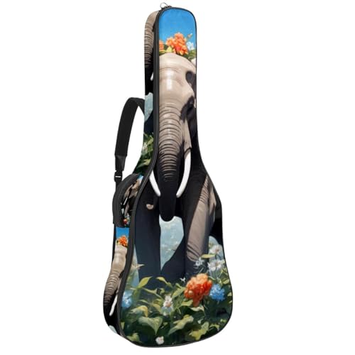 Sac pour guitare acoustique 109 cm imperméable à motif éléphant mignon