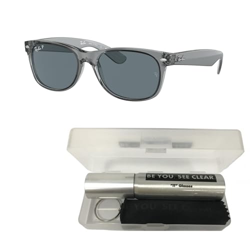 Ray-Ban RB2132 Sunglasses Bundle: RB 2132 NEW WAYFARER 64503R New Wayfarer Transparent Grey and Eyewear Cleaning Kit2