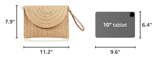 COOKOOKY Light Brown Straw Clutch