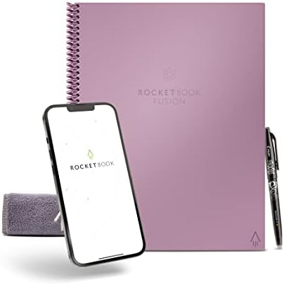 Rocketbook Smart Reusable Notebook, Fusion Letter Size Spiral Notebook & Planner, Pink, (8.5" x 11")