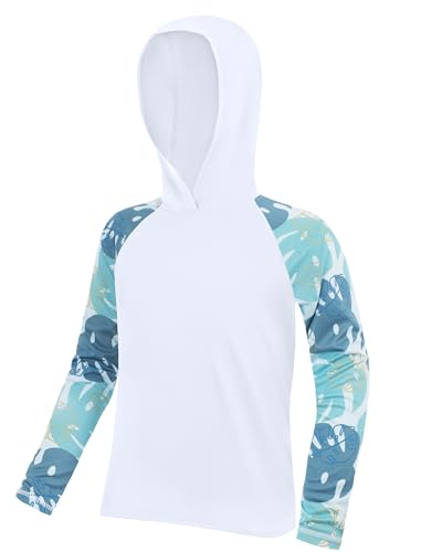 Image of Boys Rash Guard Swim Hoodie, Kids Long Sleeve Sun Fishing Shirts