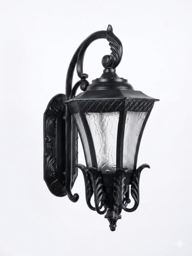 Image of E27 Holder Cast Aluminium Black Matte Finished Standard Garden Light Wall Lamp Illumination for Patio, Porch & Balcony (Pack of 1)