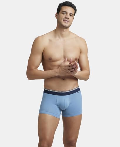 Image of Jockey US60 Men's Super Combed Cotton Elastane Stretch Solid Trunk with Ultrasoft Waistband