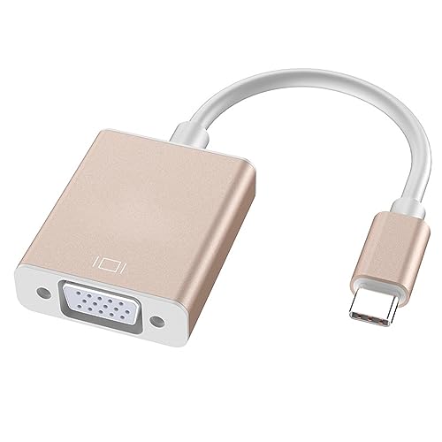 USB C auf VGA Adapter, Thunderbolt 3 auf VGA Adapter kompatibel mit MacBook Pro 2020/2019/2018/2017, MacBook Air 5/4/iPad Pro 2018, ChromeBook, Samsung Galaxy S10/S9/S8, Huawei Mate Book, mehr (Gold)