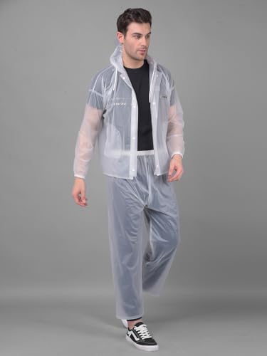 Image of Dollar Rainguard Men's PVC Full Sleeve Solid Raincoat Set With Adjustable Hood and Pocket