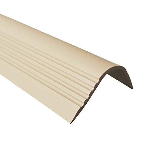 RGPT 52x40mm Bullnose Stair Anti Slip Nosing 46.45 1.18 Meters Length PVC Rubber Angle Step Edge TMW Profiles (Beige)
