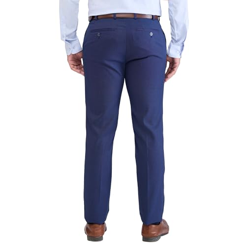 Image of Raymond Men Contemporary Fit Structure Pattern Terry Rayon Blend Pleatless Formal Trouser