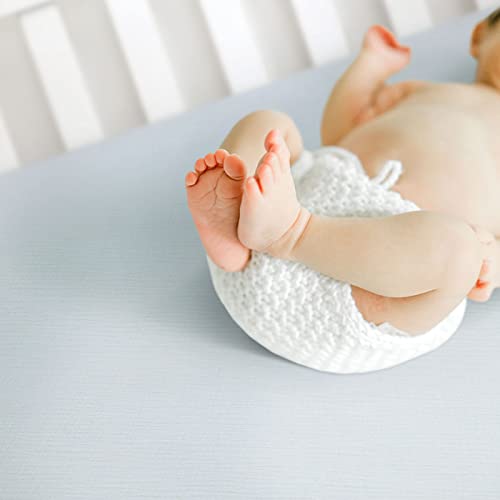 Image of GRSSDER 100% Cotton Muslin Crib Sheet 2 Pack - Breathable & Ultra-Soft Fitted Crib Sheets for Standard Baby & Toddler Mattresses, 52 inchx28 inch with 9 inch Deep Pocket, Snug Fit All-Around Elastic