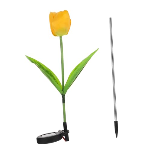 BESPORTBLE Lámpara Solar De Tulipán Amarilla Para Jardín Decoración De Césped Al Aire Lámpara De Tierra LED Creativa Luz Decorativa Para Exteriores
