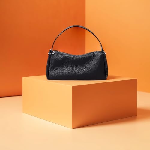 Women's Hand Bag with Top Handle, Leather Purse, Shoulder Hobo Dumping bag Black and White2