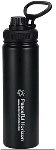 24oz Stainless Steel Water Bottle, Black Double-Wall Insulated, Cold 24 Hours, Dishwasher Safe with Easy-Carry Handle BPA Free - Image 4