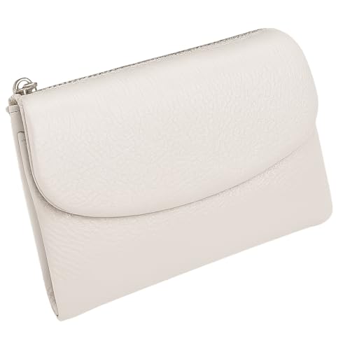 Joyfullygo Wallet, Unisex Soft Pebble Leather Wallet, Billfold Wallet for Men Women, Small Pebble Leather Purse with Credit Card Holder, Coin Holder & Cash Slots (White)